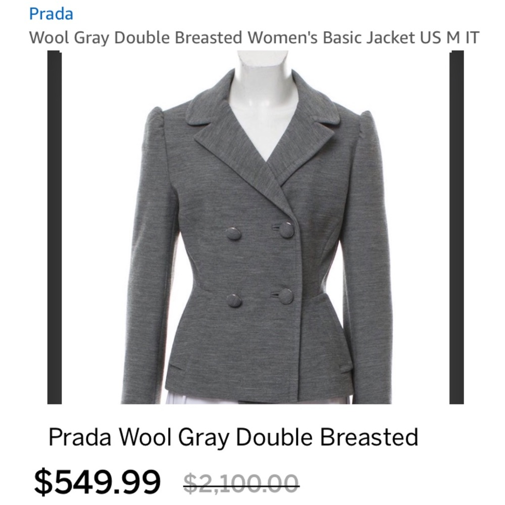 Prada wool blazer. Grey melange Prada jacket coat